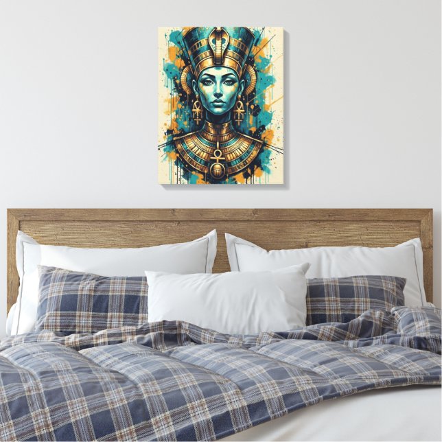 Modern Cleopatra – Abstrakt konst med flytande fär Canvastryck (Insitu (sovrum))