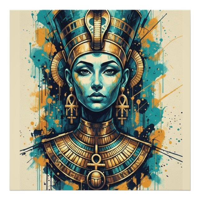 Modern Cleopatra – Abstrakt konst med flytande fär Fototryck (Framsidan)