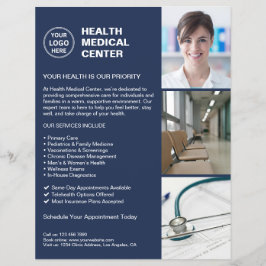 Modern Clinical Doktor Healthcare Logotyp Navy Blu Reklamblad