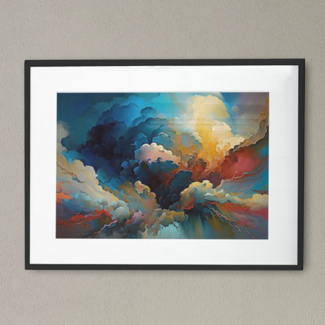 Modern Clouds Abstrakt art Red Blue Bold Färg Poster (Skapare uppladdad)