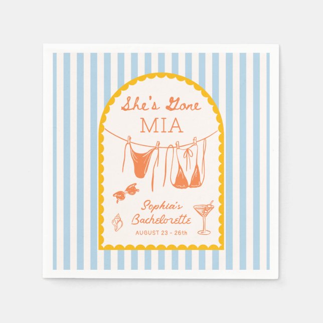Modern Coastal Bachelorette Party Cocktail Napkins Pappersservett (Framsidan)