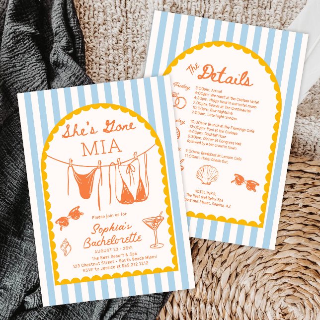 Modern Coastal Bachelorette Party Itinerary Inbjudningar (Skapare uppladdad)