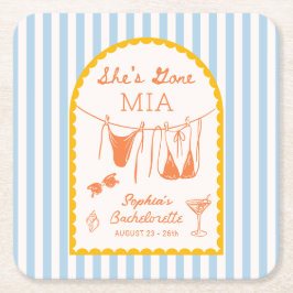 Modern Coastal Bachelorette Party Paper Coasters Underlägg Papper Kvadrat