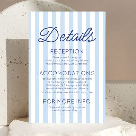 Modern Coastal Blue Stripes Wedding Details Tilläggskort