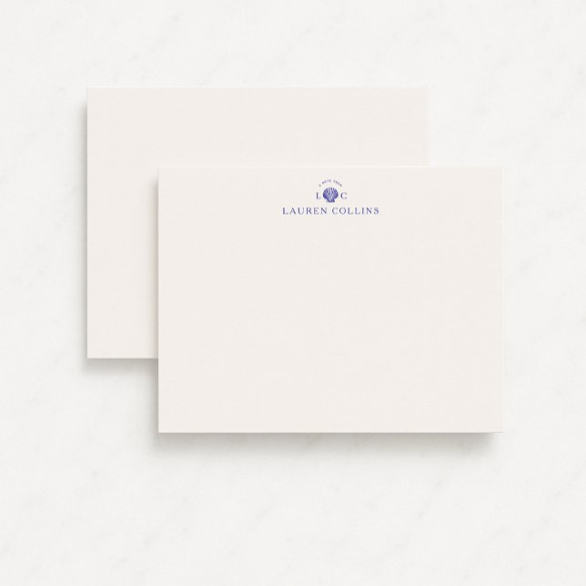 Modern Coastal Monogram Seashell Note Card Inbjudningar (Skapare uppladdad)