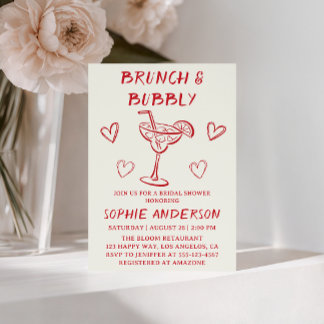 Modern Cocktail Brunch & Bubbly Bröllopsdusch Inbjudningar