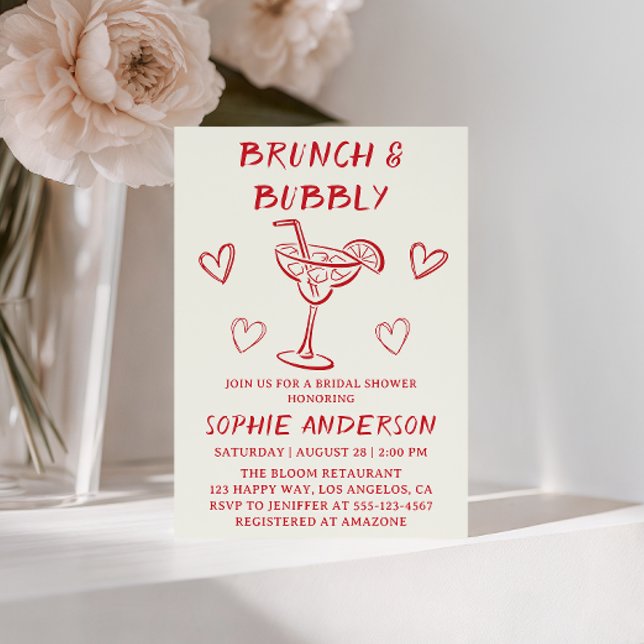 Modern Cocktail Brunch & Bubbly Bröllopsdusch Inbjudningar (Skapare uppladdad)