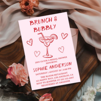 Modern Cocktail Brunch & Bubbly Bröllopsdusch Inbjudningar