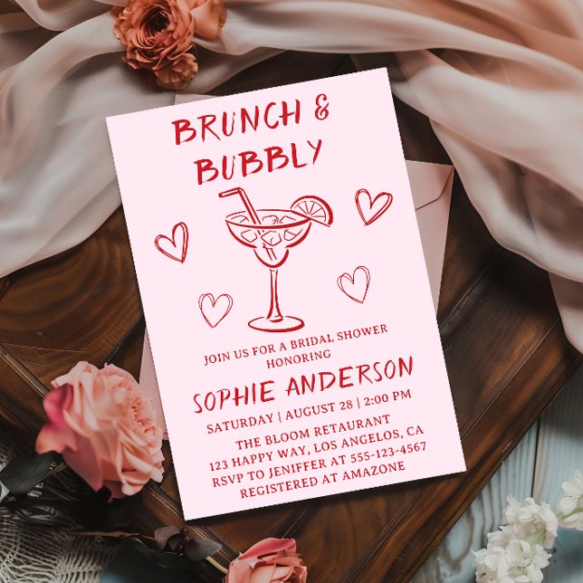 Modern Cocktail Brunch & Bubbly Bröllopsdusch Inbjudningar (Skapare uppladdad)