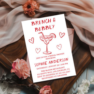 Modern Cocktail Brunch & Bubbly Bröllopsdusch Inbjudningar