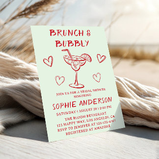 Modern Cocktail Brunch & Bubbly Bröllopsdusch Inbjudningar