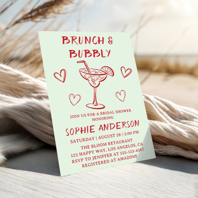 Modern Cocktail Brunch & Bubbly Bröllopsdusch Inbjudningar (Skapare uppladdad)