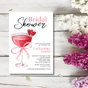 Modern Cocktail Drink Rosa Bow-Möhippa Inbjudningar