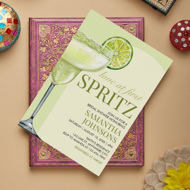 Modern Cocktail Margarita Möhippa Inbjudningar (Love at First Spritz Bridal Shower Invitation)