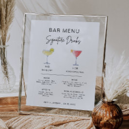Modern Cocktail Namnteckning Drink Pub Menu-tecken Poster