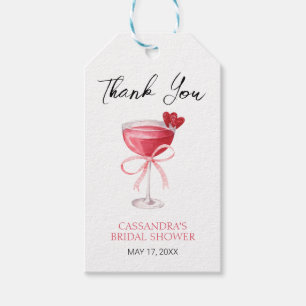 Modern Cocktail Rosa Slöja Bröllopsfest Tack Presentetikett
