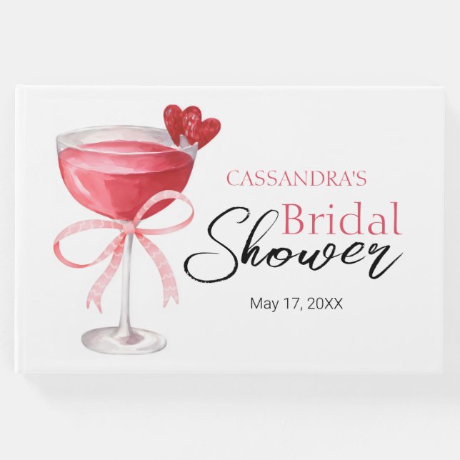 Modern cocktaildryck Rosa slinga Bröllopsdusch  Gästböcker (Framsida)