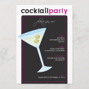 Modern cocktailpartyinbjudan (fuschiaen) inbjudningar