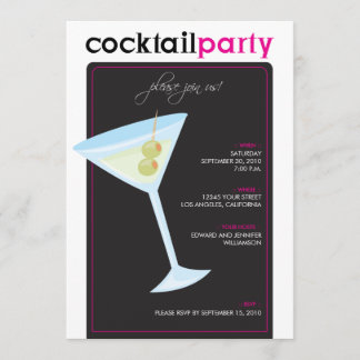 Modern cocktailpartyinbjudan (fuschiaen) inbjudningar
