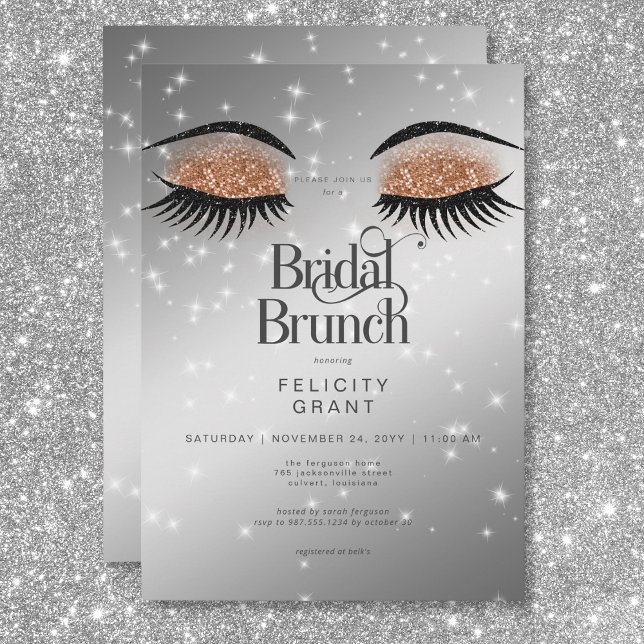 Modern Cocoa Brown Glam Ögon Möhippa Brunch Inbjudningar (Modern Cocoa Brown Glam Eyes Bridal Brunch Invitation)