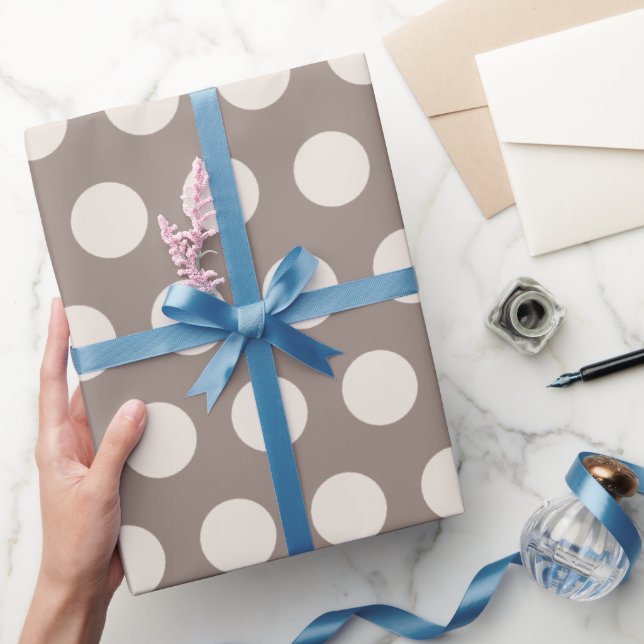 Modern Cognac och Crème Polka Prickar Jul Presentpapper (Gifting)