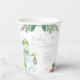 Modern Cold Outside Floral Snowman Baby Shower