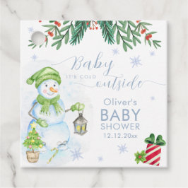 Modern Cold Outside Floral Snowman Baby Shower Gåvor Etiketter