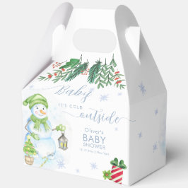 Modern Cold Outside Floral Snowman Baby Shower Presentaskar