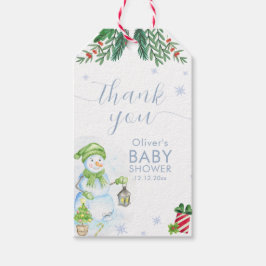Modern Cold Outside Floral Snowman Baby Shower Presentetikett