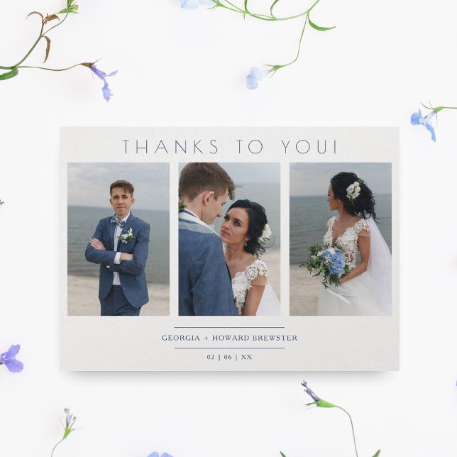 Modern Collage 3 Photos Bröllop - minimalistskript (Skapare uppladdad)