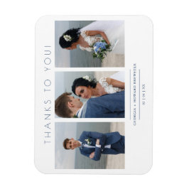 Modern Collage 3 Photos Bröllop - minimalistskript Magnet