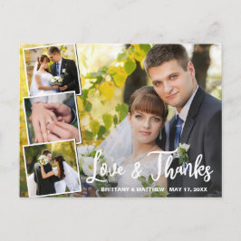 Modern Collage 4 Photo Bröllop Tack Vykort