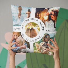 Modern collage av bästa vänners bilder | Bästa vän Kudde