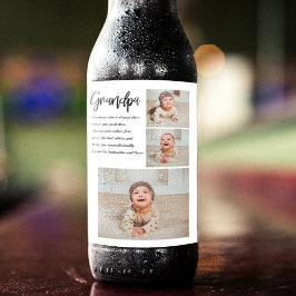 Modern Collage Best Grandpa All Beauty Gift Ölflaska Etikett
