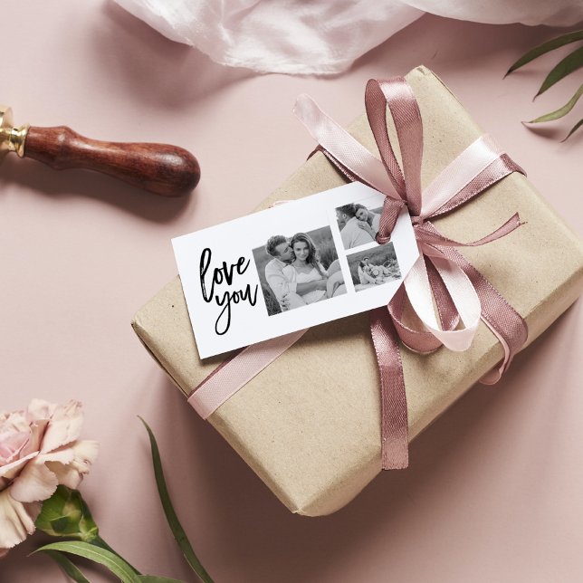 Modern Collage Copple Photo & Kärlek You Beauty Gi Presentetikett (Skapare uppladdad)