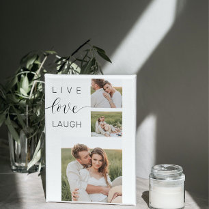 Modern Collage Couple Photo & Live Kärlek Laugh Gi Canvastryck