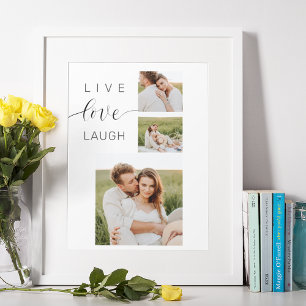 Modern Collage Couple Photo & Live Kärlek Laugh Gi Poster