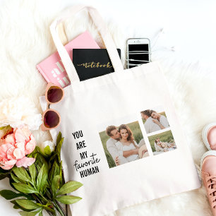 Modern Collage Couple Photo & Romantic Kärlek Quot Tygkasse