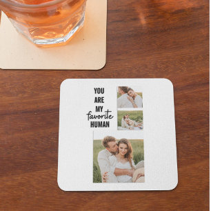 Modern Collage Couple Photo & Romantic Kärlek Quot Underlägg Papper Kvadrat
