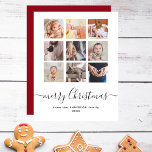 Modern Collage Family Photo God jul Julkort<br><div class="desc">En vacker, modern "Insta"-perfekt med kvadratfoto från stil för att skicka iväg dina semesterhälsningar! Den moderna designen har en kollage med 9 kvadratbilder av anpassaden. Nedan finns ett "god jul"-huvud i ett chic, ett visemiskt skript och namn och året i din familj, med enkel skrift. På baksidan, i ett på...</div>