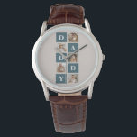 Modern Collage Far Photo & Grönt Pappa Gifts Armbandsur<br><div class="desc">Ett modernt foto av far är en personlig som kombinerar foton av far eller far figur från många på ett kreativ- och snyggt-sätt. Det innebär att markera flera meningsfulla bilder och ordna dem i ett kollageformat, ofta med överlappande eller rutnätsliknande utformningar. Fotografierna kan ha olika stunder eller minnen, t.ex. familjesemester,...</div>