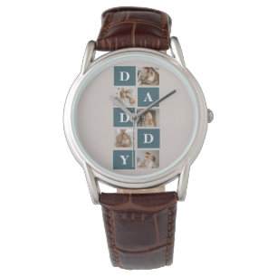 Modern Collage Far Photo & Grönt Pappa Gifts Armbandsur
