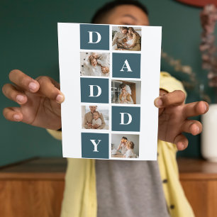Modern Collage Far Photo & Grönt Pappa Gifts Tack Kort