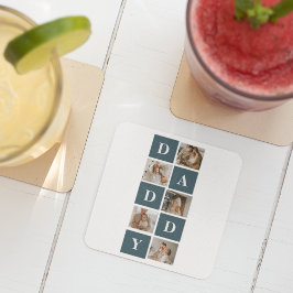 Modern Collage Far Photo & Grönt Pappa Gifts Underlägg Papper Kvadrat