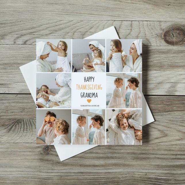 Modern Collage Foto Glad Thanksgiving Mormor Julkort (Skapare uppladdad)
