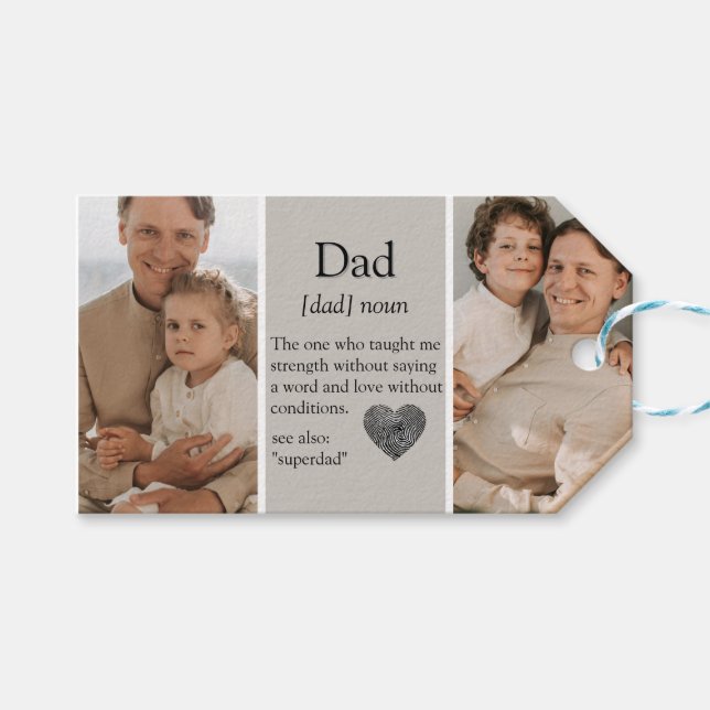 Modern Collage Gift | Personlig Pappa Gift Märkre Presentetikett (Framsidan (Horisontell))