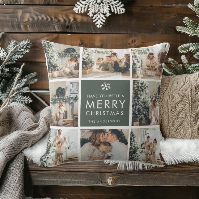 Modern collage ”God Jul” flervynsfoto Kudde (Skapare uppladdad)