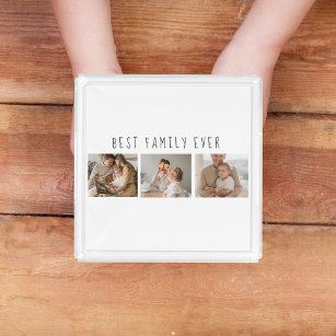 Modern Collage Photo & Best Family - någonsin bäst Bricka
