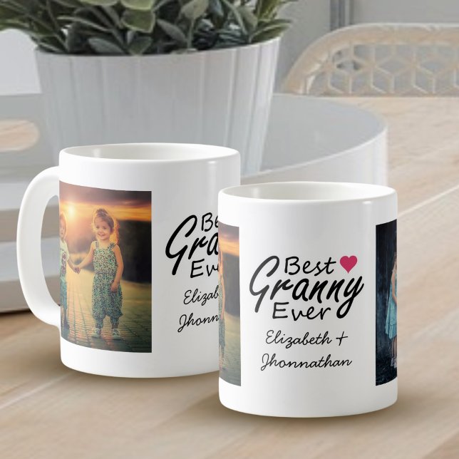 Modern Collage Photo Best Granny All Grandma Gift Kaffemugg (Skapare uppladdad)