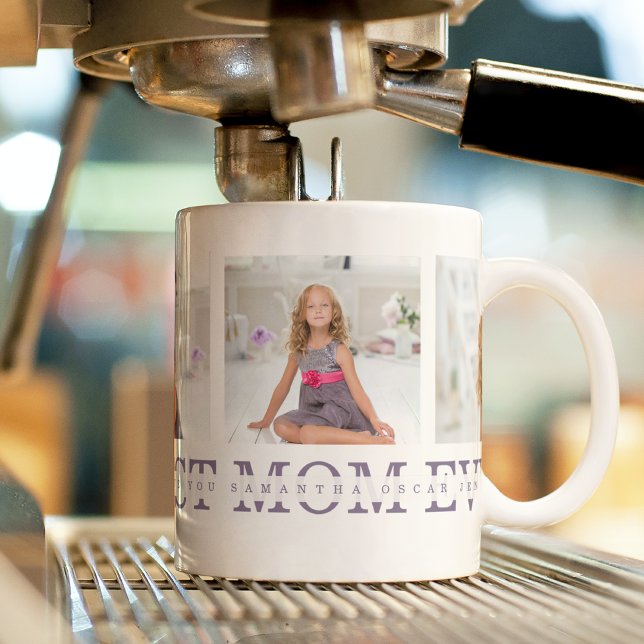 Modern Collage Photo Best Mamma Lila Gift Mugg (Skapare uppladdad)